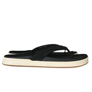 OluKai Nu'a Pi'o Sandals‎ Women's Size 11 Flip Flop Thong Black White